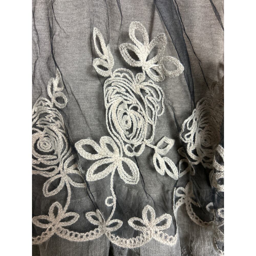 Feratteli Womens Medium Brown Boho Embroidered Lace Cotton Tunic Top - Picture 4 of 5